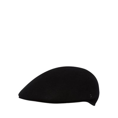 The Collection Black wool moulded flat cap